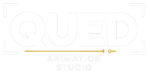 QUED Animation Studio logo in White